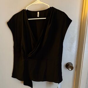 HALARA Black Drape Front Blouse